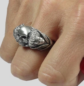 Memento Mori Sterling Silver Women’s Skull Ring Angel Jewelry Size UNIQABLE  - Picture 1 of 12