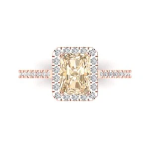 14K Rose Gold Solitaire with Accents Engagement Ring, 1.86 ctw Natural Morganite - Picture 1 of 11