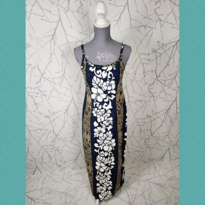 Hilo Hattie VTG Artsy Tropical Floral Cotton Strappy Maxi Dress | Women's 10 - Image 1 of 4