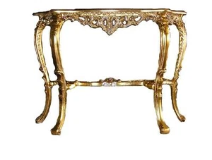 CONSOLLE IN LEGNO STILE FIORENTINO DECORO FOGLIA ORO ENTRATINA SOGGIORNO - Picture 1 of 1