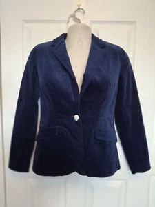 NEW C. Wonder Navy Velvet One Button Blazer Sz 0 Womens Classic Business Career - Picture 1 of 13