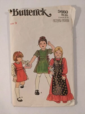 Butterick Pattern 5660 Girls Dress & Apron Size 3 - Image 1 of 4