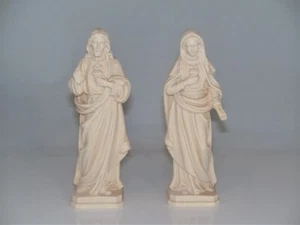 Paar Holz Figuren geschnitzt HERZ JESU + HERZ MARIA H 12 cm neu. Hl. Maria Jesus - Bild 1 von 7