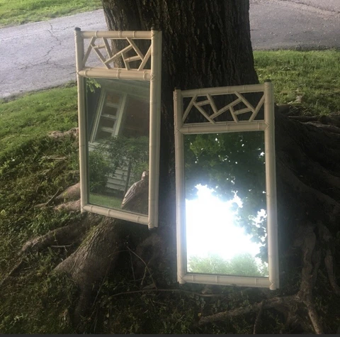 Vintage Mid Century Nutone Mirror Bohemian Bamboo Cover