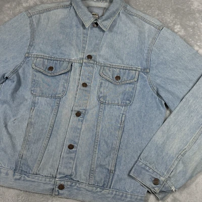 Chaqueta de Colección Gap Para Hombre Grande Azul Claro Denim Trucker Western Distressed Foto 1 de 4