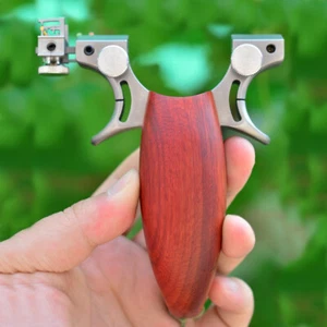New Catapult Outdoor Hunting Power Slingshot Wood Handles Stainless Steel - Picture 1 of 6