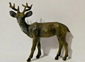 Deer 2.5" Figure 10 Point Buck Vintage Wild Animal Toy Rare Brown Black Figurine - Picture 1 of 2