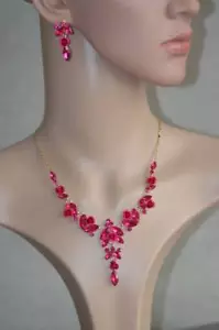 parure collier boucle d'oreille ,mode, strass, fantaisie ,fête, - Imagen 1 de 1
