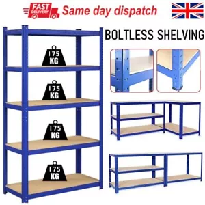 Shelving Unit Storage Shelves Steel Boltless 5 Tier Racking Heavy Duty Garage - Picture 1 of 12
