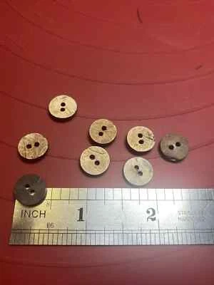 8 3/8” Coconut Shell Buttons Brown 2Hole Sewing Scrapbooking Knitting Cardigans - Image 1 of 4