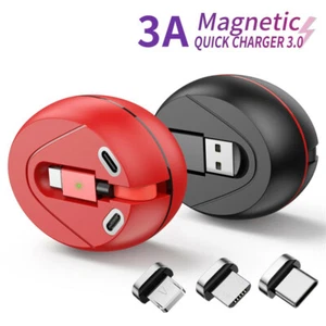 3 in1 Multi Retractable Data Fast Charger Cable For iPhone Type C Micro USB iOS - Picture 1 of 15