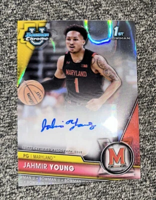 2023-24 Bowman Chrome U Auto Jahmir Young - Lava Silver #’d /199 Maryland SP - Image 1 of 2