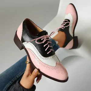 2024 Zapatos Brogues Estilo Británico Punk Moda Puntera Redonda Con Cordones Tacón Bajo Bloque - Imagen 1 de 25