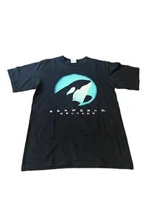 VINTAGE Sea World T Shirt Men Small Black Logo Graphic Animals Nature 90s - Picture 1 of 2