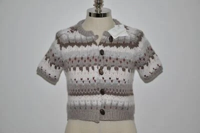 Brunello Cucinelli 意大利制造重型针织 100% 羊绒短开衫毛衣 — 第 1/4 张图片