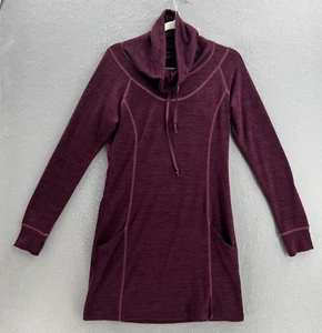 Abito donna Kuhl Lea medio marrone manica lunga midi tunica finto collo tasche - Foto 1 di 10