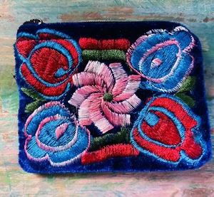 Nuevo Bolso Billetera Pequeño Bordado Hecho a Mano Pequeño Cartera Púrpura - Imagen 1 de 4