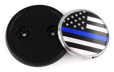 USA police thin blue line Car Truck Grill black Badge 3.5" grille chrome emblem — 第 1/4 张图片
