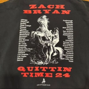 Zach Bryan Black The Quittin Time Tour 24 Merch Heavy Hoodie Sweatshirt Men 2XL - Picture 1 of 8