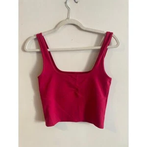Abercrombie And Fitch Pink Sleeveless Square Neckline Fitted Soft Tank Top Size - Picture 1 of 4