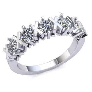 Genuine 0.25ctw Round Cut Diamond Ladies Modern 5-Stone Wedding Band 10K Gold - Picture 1 of 14