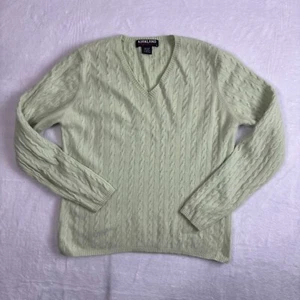 Kirkland Signature Green Cable Knit Long Sleeve Cashmere Sweater Womens Medium - Picture 1 of 8