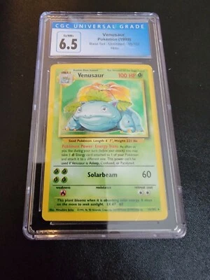 VENUSAUR HOLO 1999 Pokemon Card Base Set Unlimited WOTC CGC 6.5 EX/NM Graded - Image 1 of 2