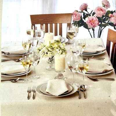 Kohl’s Entertaining Set Textured Cream Color Tablecloth +8 Napkins 60x102 Oblong - Image 1 of 4