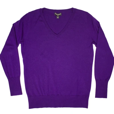 Suéter Banana Republic 100% Lana Extra Fina Cuello en V Púrpura Hombres Talla L Foto 1 de 4
