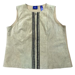 Boho Western Suede-Look Vest 1X – Embroidered Prairiecore Layering Tank - Picture 1 of 7