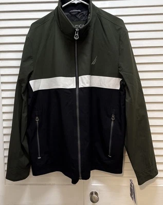 NAUTICA Hombre Grande DK FOREST Ligero Cremallera Chaqueta/Rompevientos 2 Bolsillos con Cremallera Foto 1 de 4