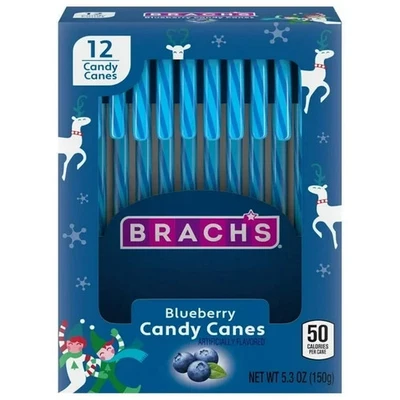 Brach's Blueberry Candy Canes, Christmas Holiday Candy Sticks, 12 Count Box, 5.3 - Image 1 of 4