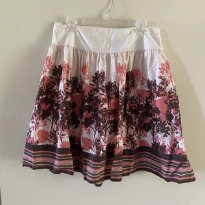 Vintage Apt. 9 Floral Full Skirt Size 14 Lined 100% Cotton White Pink Brown Cute - Picture 1 of 10
