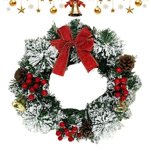 Corona de Navidad Corona de vacaciones con arcos de bayas Campanas Temporada Realista 2025 - Imagen 1 de 10