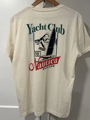 Nautica Yacht Club Sailing 1983 Graphic T-Shirt Almond Ivory Men’s M NWT - Image 1 of 4