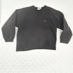 Nike Mini Swoosh Crewneck Sweatshirt Vintage 90s White Tag Size L Black Faded - Foto 1 di 5