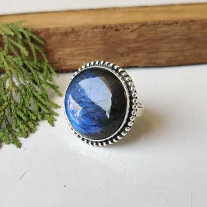 Impresionante anillo de piedras preciosas de labradorita de plata de ley 925 hermoso anillo para niña PG7694 - Imagen 1 de 3