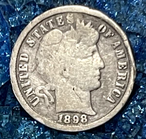 +++ Moneda de diez centavos de barbero de 1898 90% plata tipo Estados Unidos envío gratuito +++ - Imagen 1 de 4