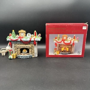Vintage 1993 handbemalt Weihnachten Porzellan Kamin Wohndeko 7x6" in Box - Bild 1 von 8