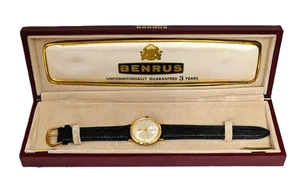 Reloj Pulsera Hombre Benrus Oro 14K 17 Joyas con Banda Nueva 9"" y Caja Original - Imagen 1 de 8