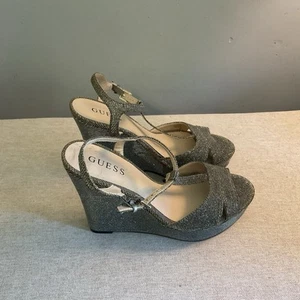 Guess GFVabessa Keilabsatz Sandalen Größe 8,5 M Metallic Glitzer - Bild 1 von 10