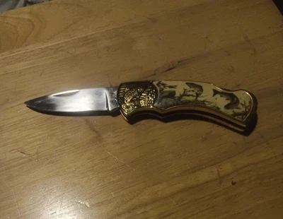 FRANKLIN MINT KNIFE - Lake Trout, Fishing, no black  padded pouch or paperwork - Image 1 of 4