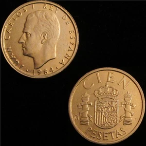 SPAIN, JUAN CARLOS I-9, 100 PESETAS 1984, FLEUR DE LIS REVERSE, UNCIRCULATED. - Picture 1 of 1