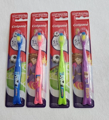 Colgate Toothbrush Extra Soft 5+ Year soccer ball Disney princess lot 4 color - Image 1 of 2