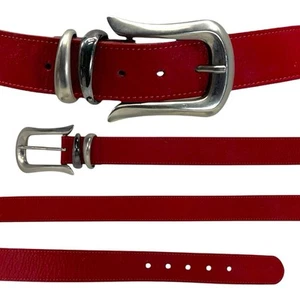 Cinturón de cuero vintage años 80 90 STEFANO MENTA para mujer S M hebilla ancha ITALIA ROJO - Imagen 1 de 22