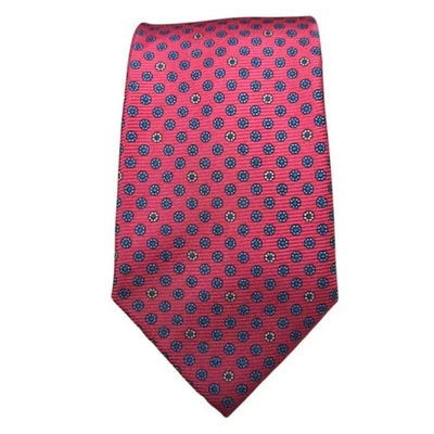 Black Brown 1826 All Silk Red Tie Blue Micro Floral Print 60" - Image 1 of 4