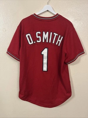 Mitchell & Ness ~ OZZIE SMITH ~ St. Camiseta de práctica de bateo Louis Cardinals ~ 44 grande Foto 1 de 4