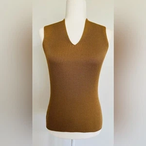 INC International Concepts Tan Ribbed Knit Top - Medium - Picture 1 of 10