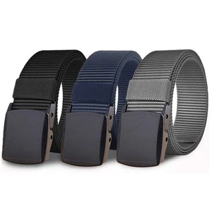 3 Pack Nylon Belts for Men, Adjustable Military Web Belt with Plastic Buckle,... - Picture 1 of 7