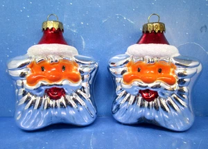 Juego de 2 adornos navideños cara estrella de Santa de vidrio de 4 pulgadas - Imagen 1 de 8